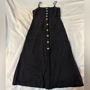 Patrons of Peace Black Sun Dress with Button Detail